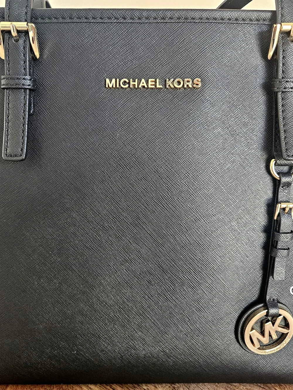 Michael Kors Black Saffiano Tote with MK Charm and Gold Hardware - Picture 4 of 8